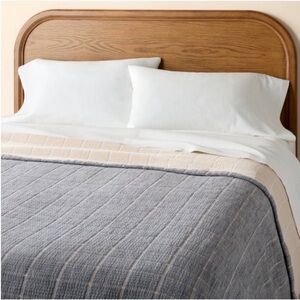 NWT King Subway Tile Coverlet Quilt Blue/Tan - Hearth & Hand